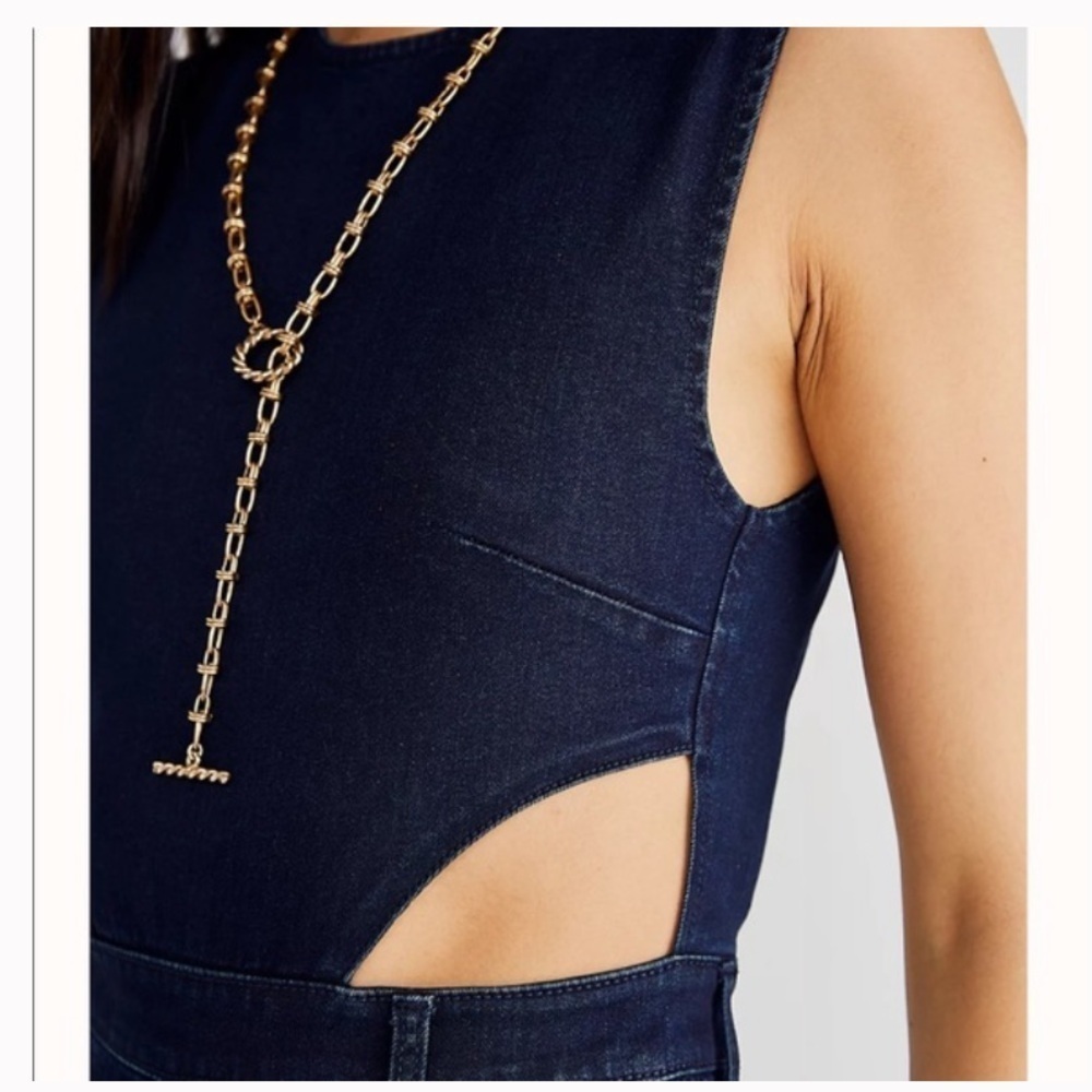 NWT WeWoreWhat Dani Denim Blue Jumpsuit - Picture 4 of 9